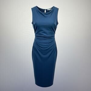 HALARA Dress Size M Blue Midi NEW Ruched Back Sleeveless